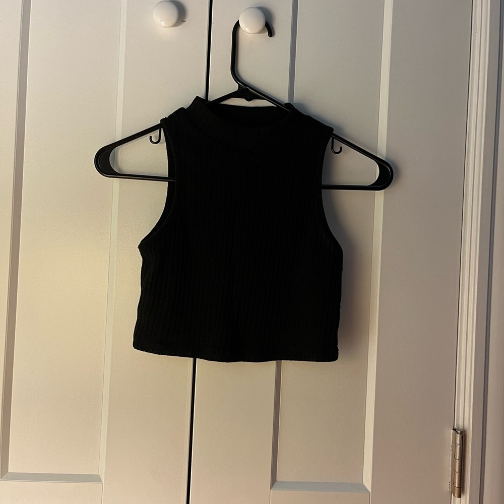 Black Sleeveless Ribbed Top